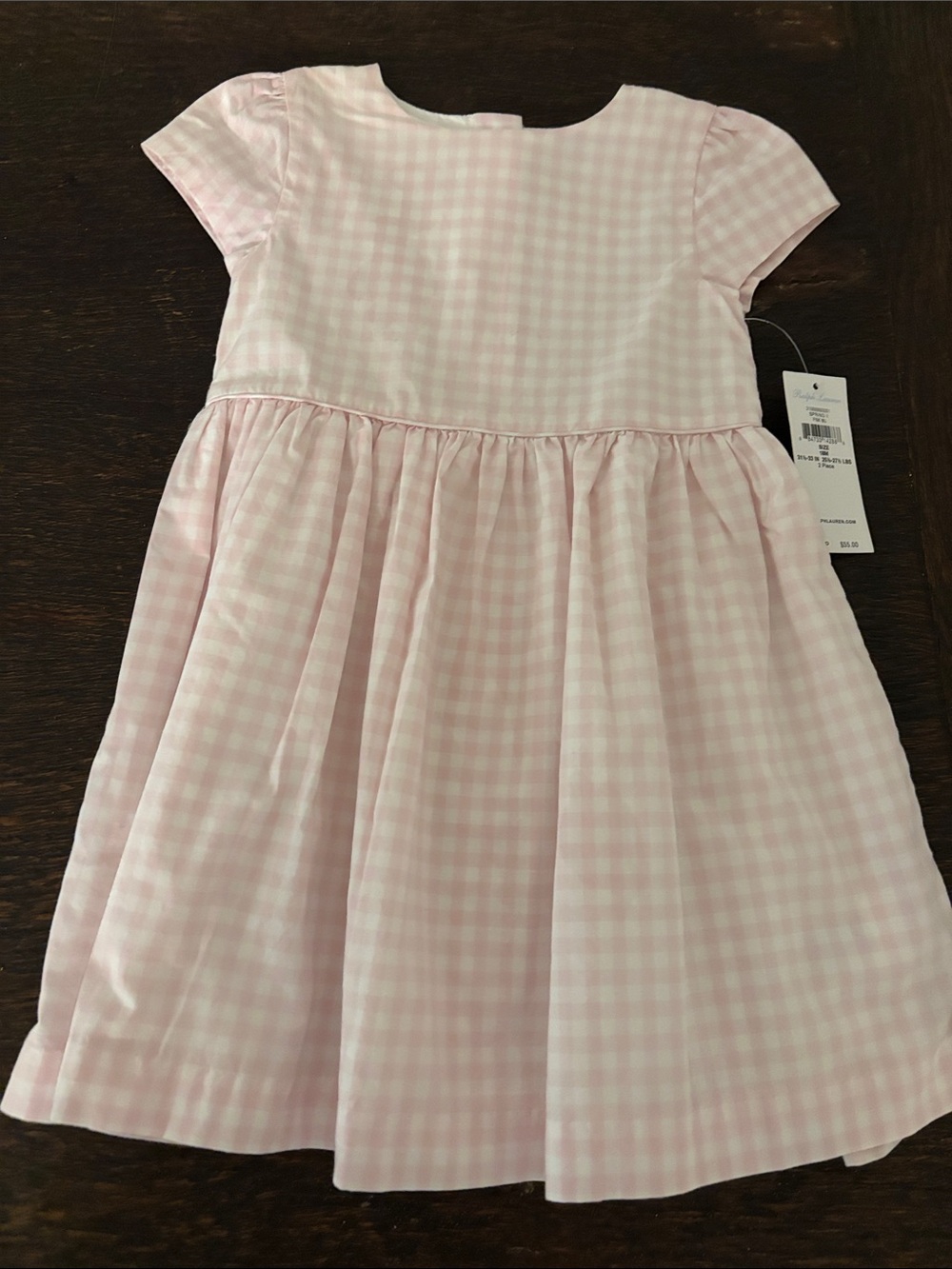 Ralph Lauren pink check dress 18 mos. NWT
